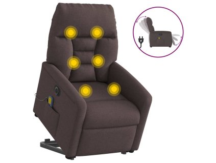 vidaXL Elektrické zvedací masážní polohovací křeslo tmavě hnědé textil