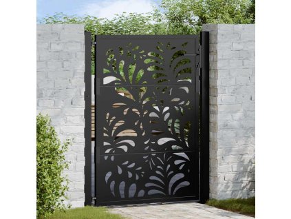 vidaXL Zahradní branka černá 105 x 130 cm ocelová vlnitá konstrukce