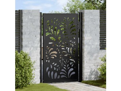 vidaXL Zahradní branka černá 100 x 150 cm ocelová vlnitá konstrukce