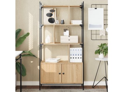 vidaXL Knihovna s dvířky, dub sonoma, 76,5 x 30 x 154,5 cm, konstrukční dřevo