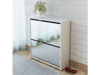vidaXL Botník dvoupatrový zrcadlo bílý 63 x 17 x 67 cm