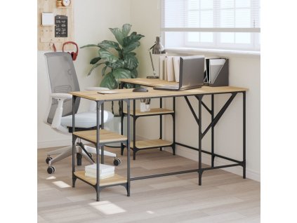 vidaXL Psací stůl dub sonoma 139 x 139 x 75 cm kompozitní dřevo