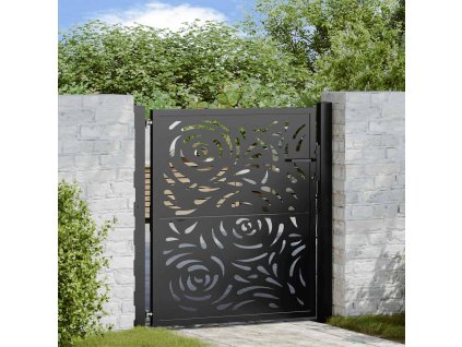 vidaXL Zahradní branka černá 105x106 cm ocel design plamene