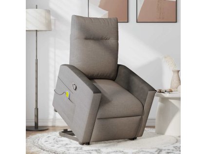 vidaXL Zvedací masážní polohovací křeslo taupe textil