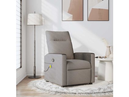 vidaXL Masážní polohovací křeslo taupe textil