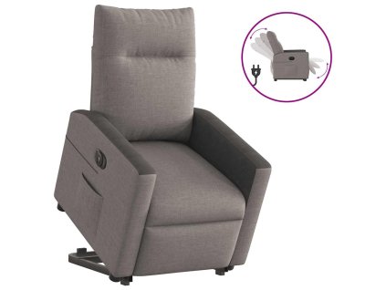 vidaXL Elektrické zvedací polohovací křeslo taupe textil
