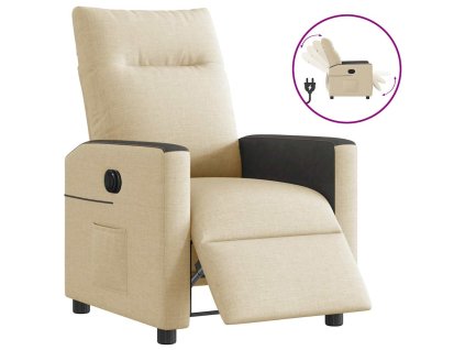 vidaXL Elektrické polohovací křeslo krémové textil