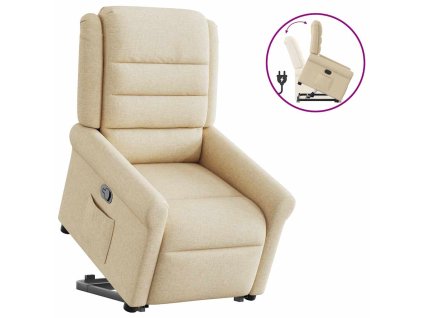 vidaXL Zvedací polohovací křeslo krémové textil