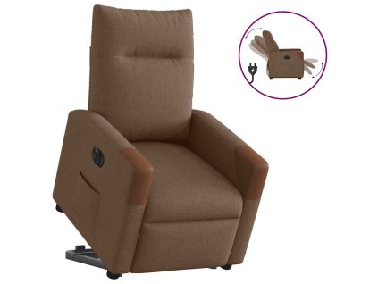 vidaXL Elektrické zvedací polohovací křeslo hnědé textil