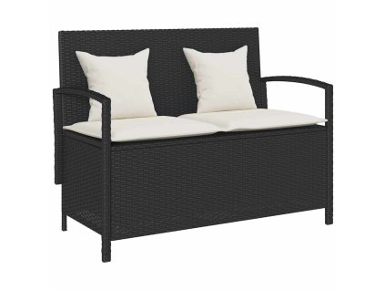 VidaXL zahradní úložná lavice s černým polyratanovým polštářem
