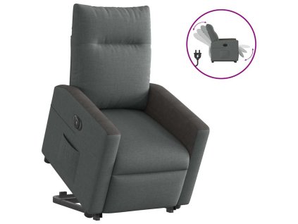 vidaXL Elektrické zvedací polohovací křeslo tmavě šedé textil
