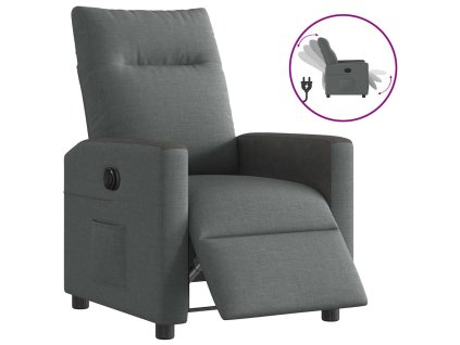 vidaXL Elektrické polohovací křeslo tmavě šedé textil