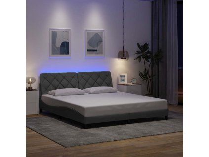 vidaXL Rám postele s LED bez matrace Světle šedá 180x200 cm Látka