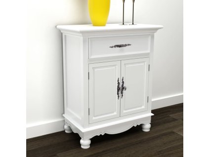 vidaXL Dřevěná skříňka s 2 dvířky a 1 zásuvkou bílá