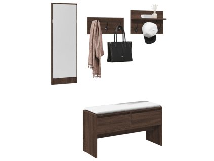 vidaXL 4dílný nábytek do předsíně hnědý dub kompozitní dřevo