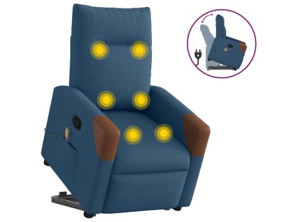 vidaXL Zvedací masážní polohovací křeslo modré textil