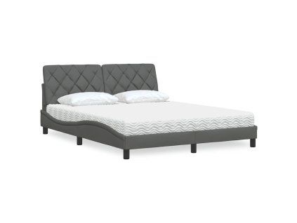 vidaXL Postel s matrací tmavě šedá 160 x 200 cm textil