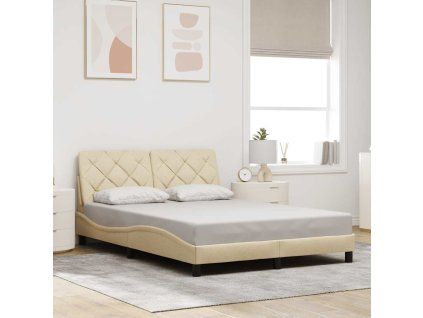 vidaXL Rám postele bez matrace krémový 140 x 200 cm textil