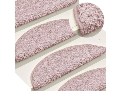 vidaXL Schodové rohože 30 ks 65 x 21 x 4 cm světle růžové, půlkulaté, velké