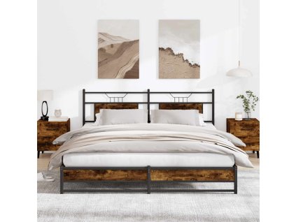 vidaXL Kovový rám postele bez matrace kouřový dub 183 x 213 cm