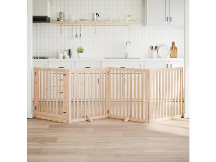 vidaXL Zábrana pro psy s dvířky skládací 4 panely 320cm topolové dřevo