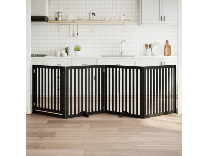 vidaXL Zábrana pro psy s dvířky skládací 4 panely černá 320 cm topol
