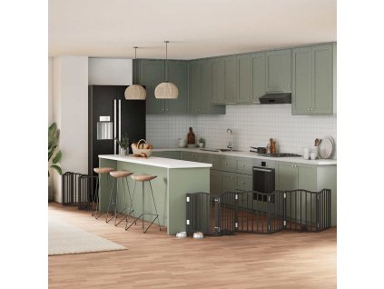 vidaXL Zábrana pro psy s dvířky skládací 12 panelů černá 600 cm topol