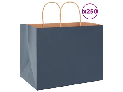 vidaXL Papírové tašky 250 ks s uchy Modrá 32x22x24 cm