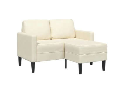 vidaXL Dvoumístná pohovka s lehátkem ve tvaru L krémová 125 cm, samet