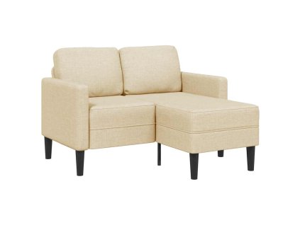 vidaXL Dvoumístná pohovka s lehátkem ve tvaru písmene L krémová 125 cm