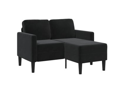 vidaXL Dvoumístná pohovka s lenoškou ve tvaru L, černá 125 cm, samet