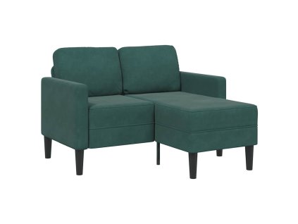 vidaXL Dvoumístná pohovka s lehátkem ve tvaru L tmavě zelená samet