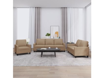 vidaXL 3dílná sedací souprava s poduškami cappuccino umělá kůže