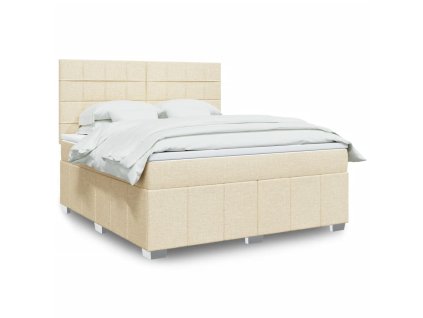 vidaXL Box spring postel s matrací krémová 180x200 cm textil