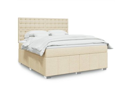 vidaXL Box spring postel s matrací krémová 180x200 cm textil