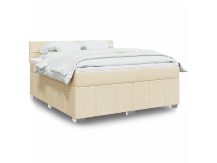vidaXL Box spring postel s matrací krémová 180x200 cm textil