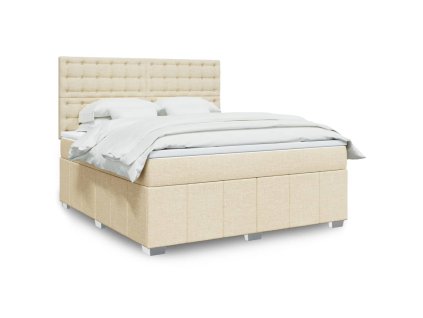 vidaXL Box spring postel s matrací krémová 180x200 cm textil