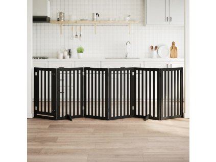 vidaXL Zábrana pro psy s dvířky skládací 6 panelů černá 300 cm topol