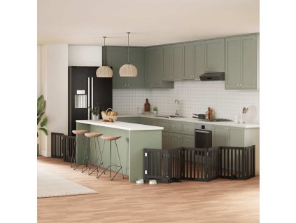 vidaXL Zábrana pro psy s dvířky skládací 9 panelů černá 450 cm topol