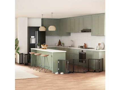 vidaXL Zábrana pro psy s dvířky skládací 12 panelů černá 600 cm topol