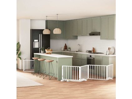 vidaXL Zábrana pro psy s dvířky skládací 10 panelů bílá 800 cm topol