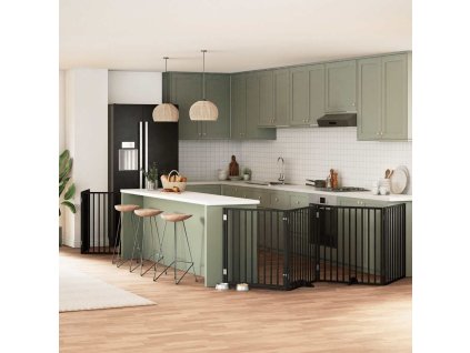 vidaXL Zábrana pro psy s dvířky skládací 10 panelů černá 800 cm topol