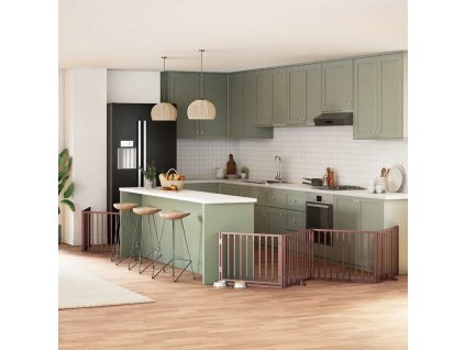 vidaXL Zábrana pro psy s dvířky skládací 12 panelů hnědá 960 cm topol