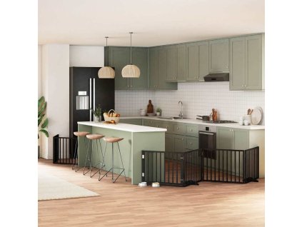 vidaXL Zábrana pro psy s dvířky skládací 10 panelů černá 800 cm topol