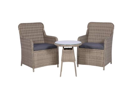 vidaXL 3dílný bistro set s poduškami hnědý polyratanový