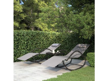 vidaXL Houpací lehátka 2 ks šedá ocel a textilen