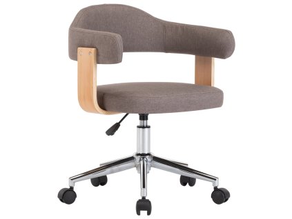 vidaXL Otočná kancelářská židle taupe ohýbané dřevo a textil