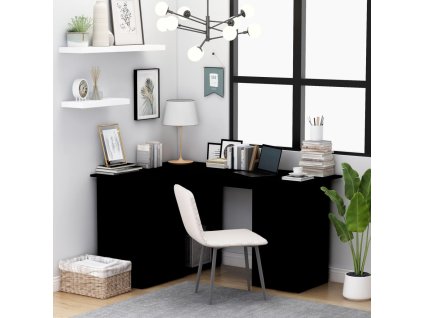 vidaXL Rohový psací stůl černý 145 x 100 x 76 cm dřevotříska