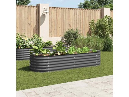 vidaXL Vyvýšený záhon 240 x 80 x 44 cm pozinkovaná ocel šedý