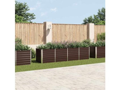 vidaXL Zahradní vyvýšený záhon hnědý 320 x 80 x 77 cm pozinkovaná ocel